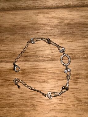 REAL STERLING SILVER Silver Crystal Accent Women's Bracelet Sterling Silver